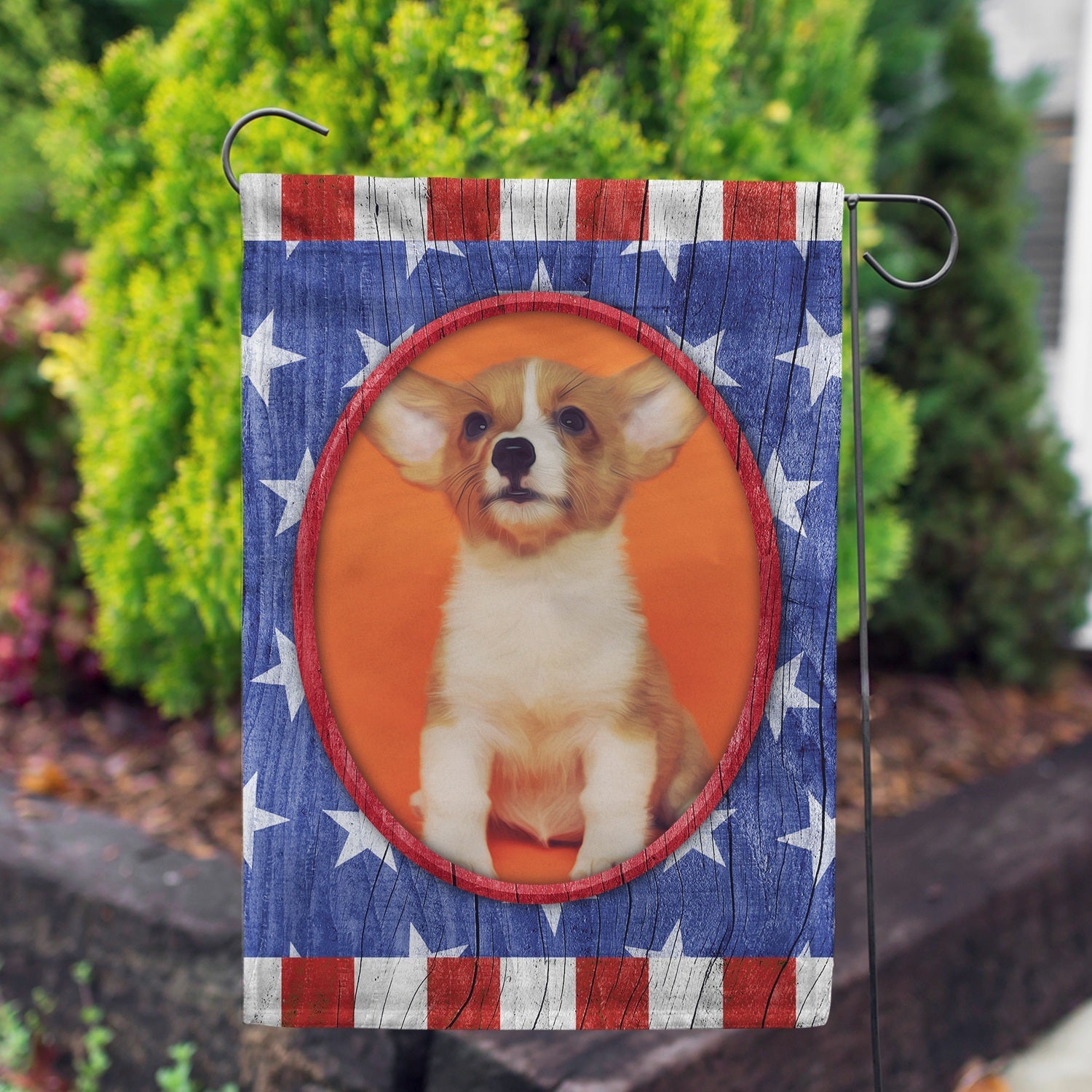 Personalized All American Old Wood Garden Flag
