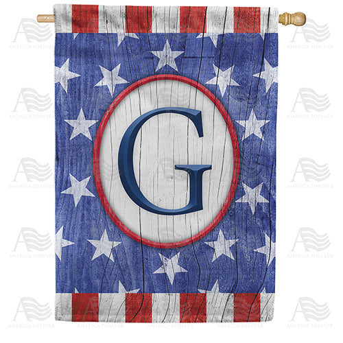 All American Old Wood Monogram Double Sided House Flag