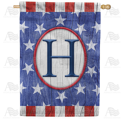 All American Old Wood Monogram Double Sided House Flag