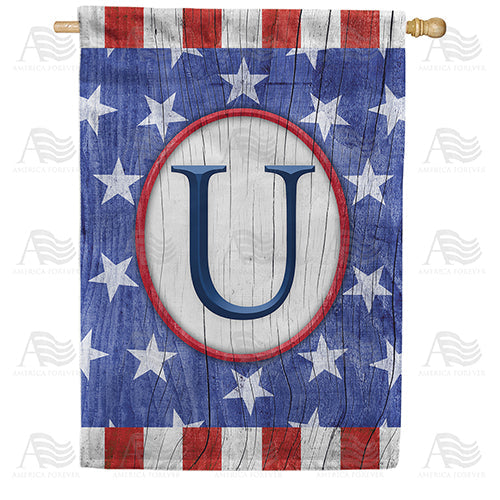All American Old Wood Monogram Double Sided House Flag