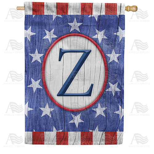 All American Old Wood Monogram Double Sided House Flag