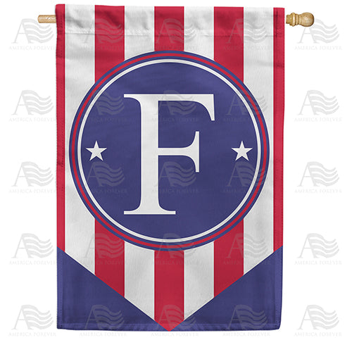 Red, White And Blue Emblem Monogram Double Sided House Flag