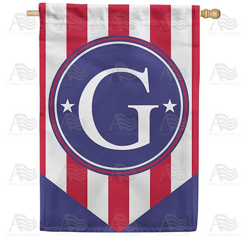 Red, White And Blue Emblem Monogram Double Sided House Flag
