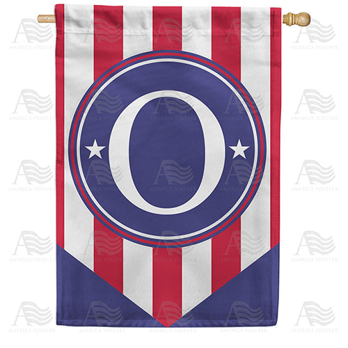 Red, White And Blue Emblem Monogram Double Sided House Flag