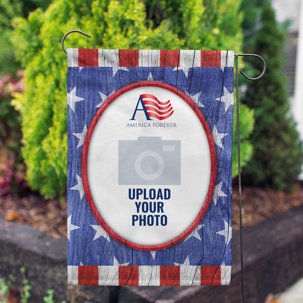 Personalized All American Old Wood Garden Flag