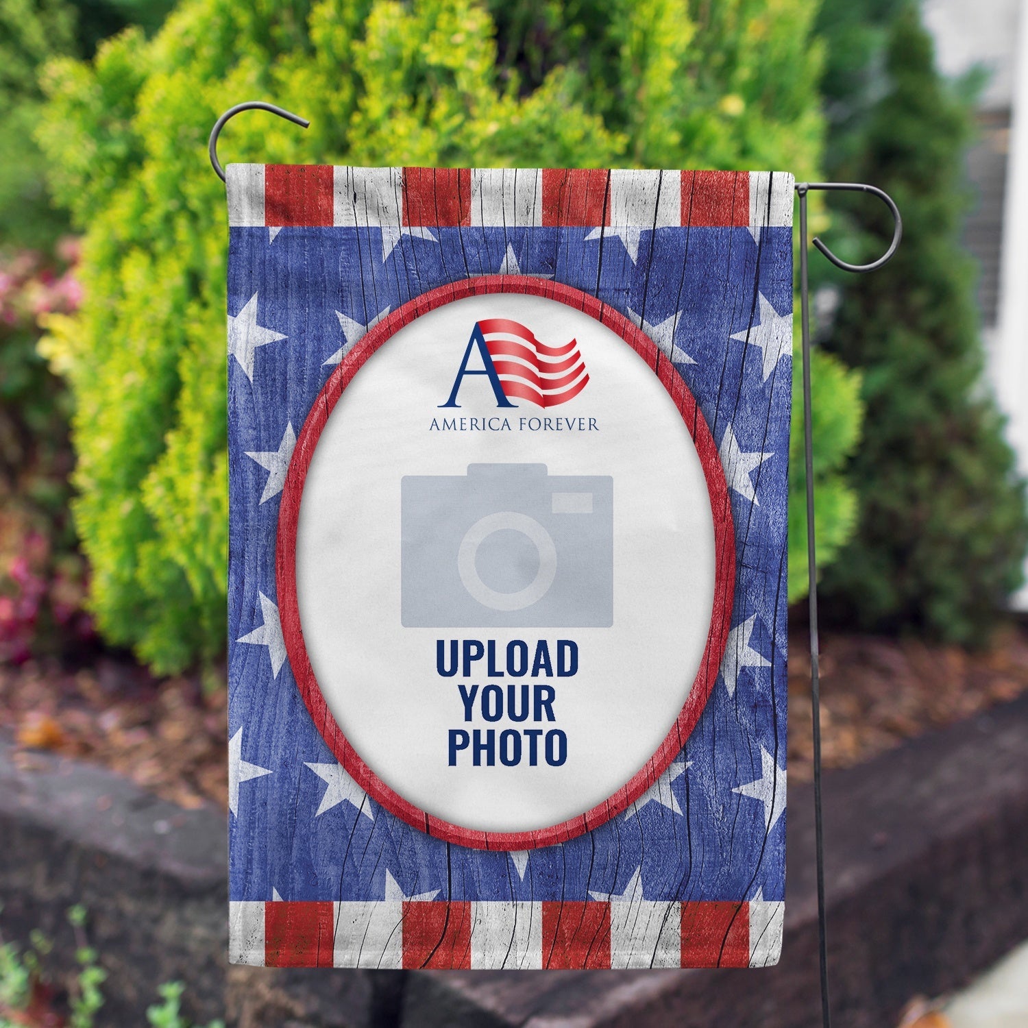 Personalized All American Old Wood Garden Flag