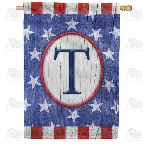 All American Old Wood Monogram Double Sided House Flag