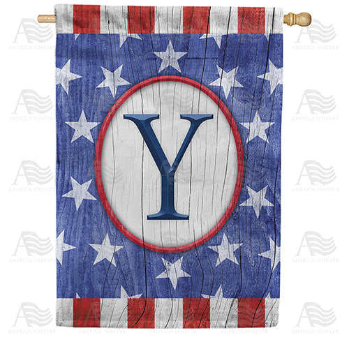 All American Old Wood Monogram Double Sided House Flag